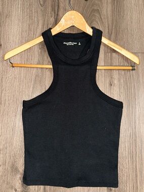Abercrombie & Fitch Black Top Cotton Ribbed High-Neck Tank